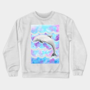 Watercolor Tie-dye Dolphin Crewneck Sweatshirt